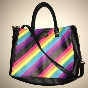 Betsey Johnson rainbow stripe purse